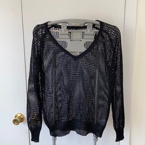 NWT - Bianco Jeans Fishnet Top - XS - long sleeves - Black